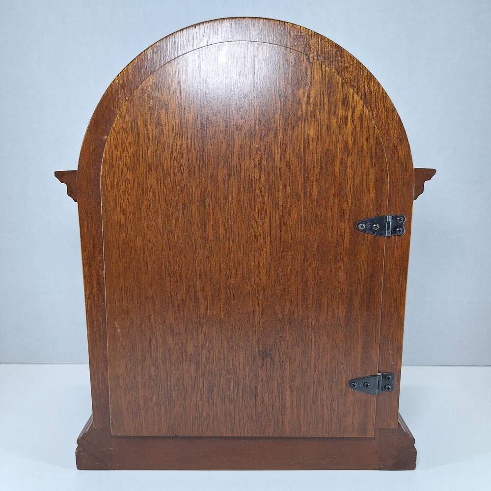 Vintage Bulova Tempus Fugit Brown Wooden Mantel Chime Clock - Tested & Working - Picture 4 of 16